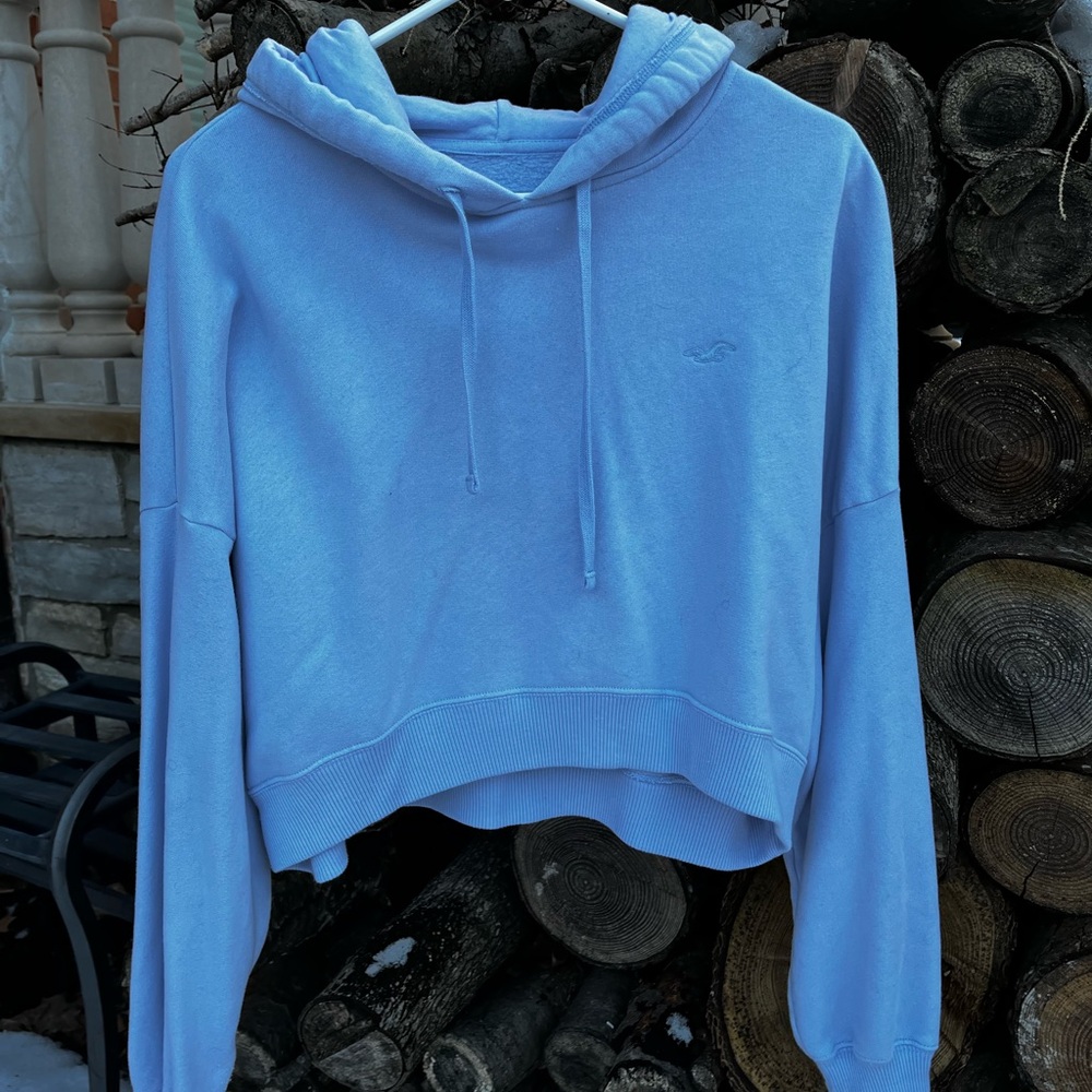 Hollister Blue Cropped Hoodie